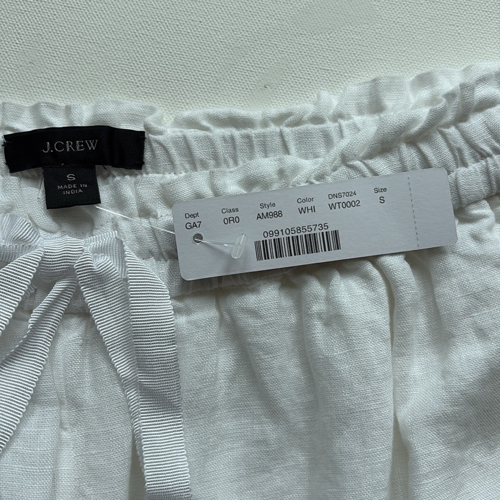 J.Crew Drawstring Linen Pant- NWT- White- Size SMALL - Picture 8 of 8